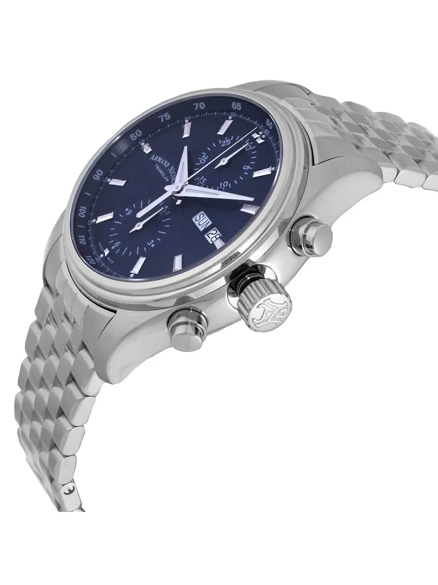 Мужские часы Armand Nicolet MH2 Chronograph Automatic с синим циферблатом A647A-BU-BMA22640A — изображение 2 из 3