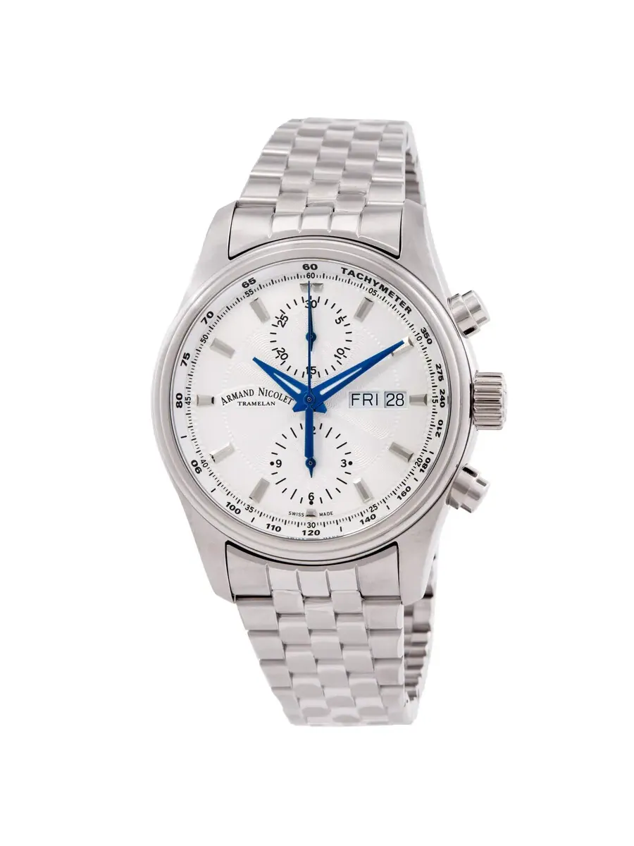 Мужские часы Armand Nicolet MH2 Chronograph Automatic с серебристым циферблатом A647A-AG-BMA22640A — серебристый
