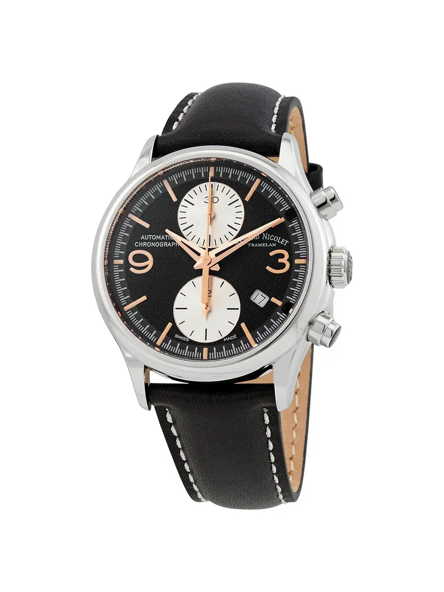 Мужские часы Armand Nicolet MHA Chronograph Automatic с черным циферблатом A844HAA-NS-P140NR2 — изображение 1 из 3