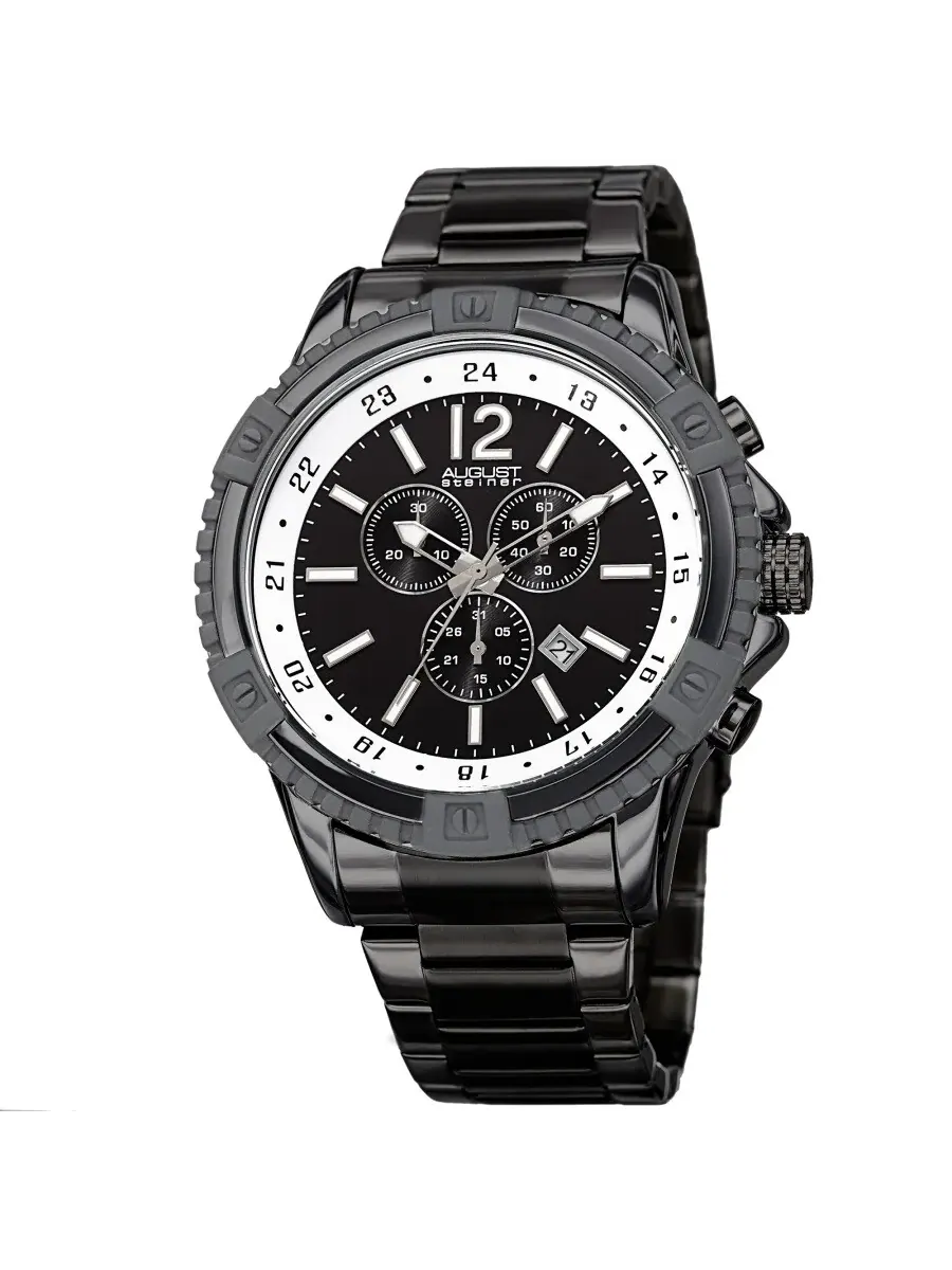 Мужские часы August Steiner Chronograph с кварцевым механизмом и черным циферблатом AS8229BK — изображение 1 из 4