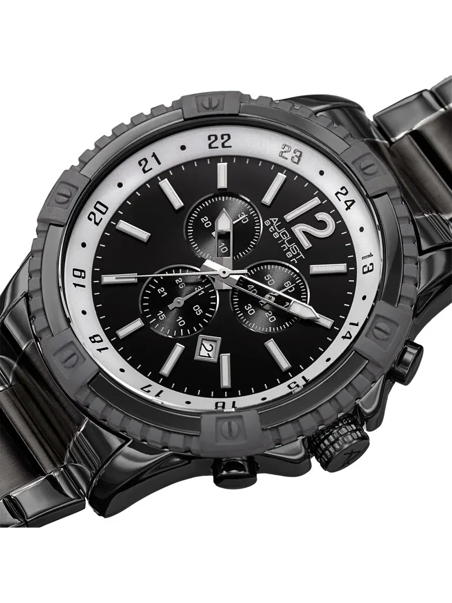 Мужские часы August Steiner Chronograph с кварцевым механизмом и черным циферблатом AS8229BK — изображение 2 из 4