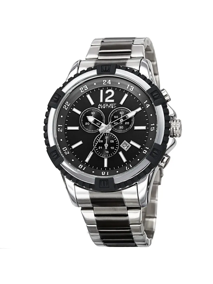 Мужские часы August Steiner Chronograph Quartz с черным циферблатом AS8229TTB — изображение 1 из 4, оттенок серебряный