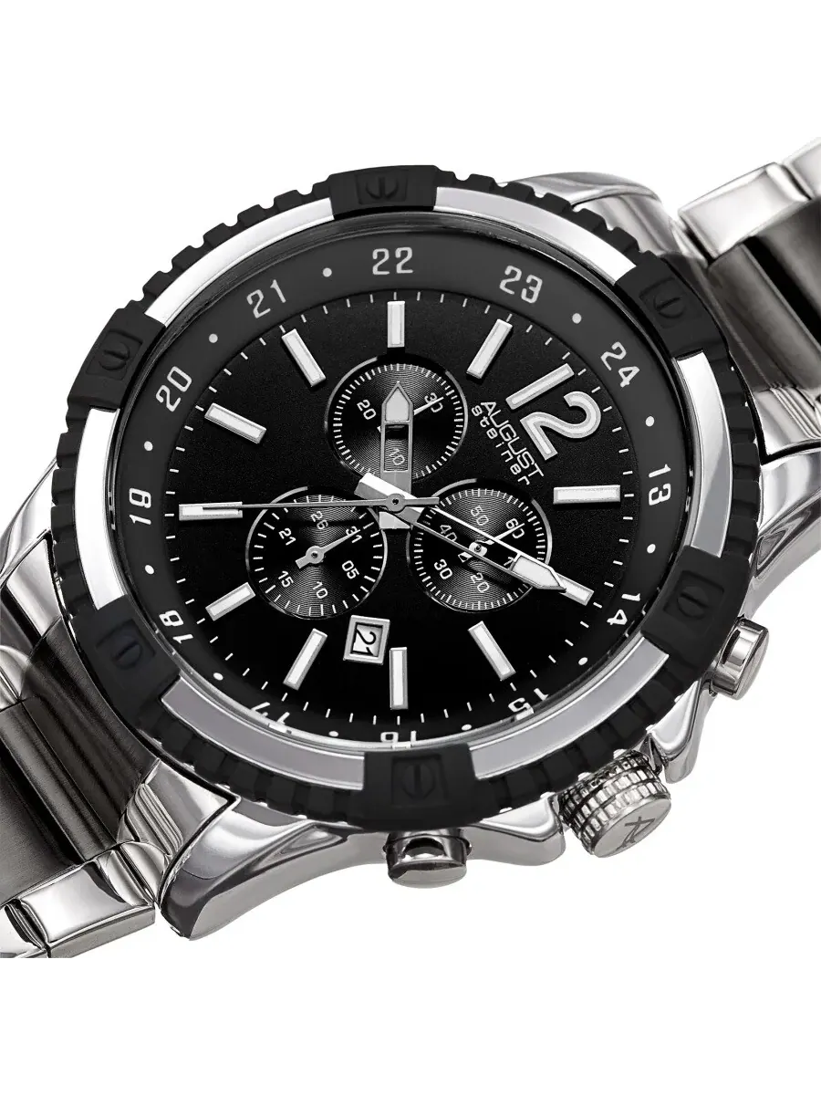 Мужские часы August Steiner Chronograph Quartz с черным циферблатом AS8229TTB — изображение 2 из 4, оттенок серебряный