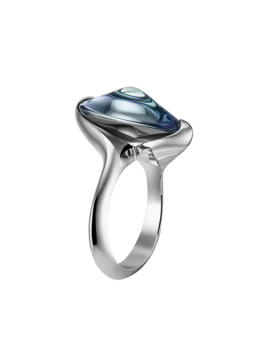 Кольцо Baccarat 'Fleur De Psydélic' из светло-голубого хрусталя, размер 5.5, 2610653 — серебристый