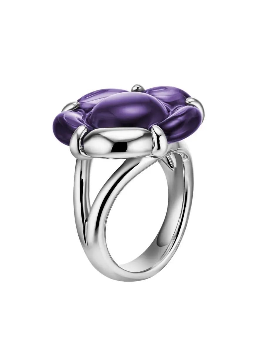 Кольцо Baccarat 'B Flower' с аметистовым кристаллом, размер 5, 2806554 — изображение 1 из 1, оттенок серебряный