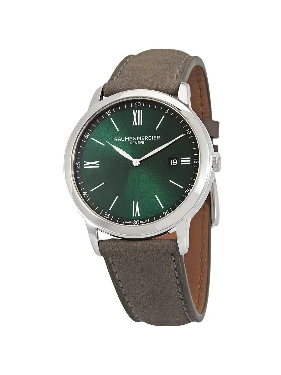 Мужские кварцевые часы Baume et Mercier Classima с зеленым циферблатом, модель M0A10607 — серебристый