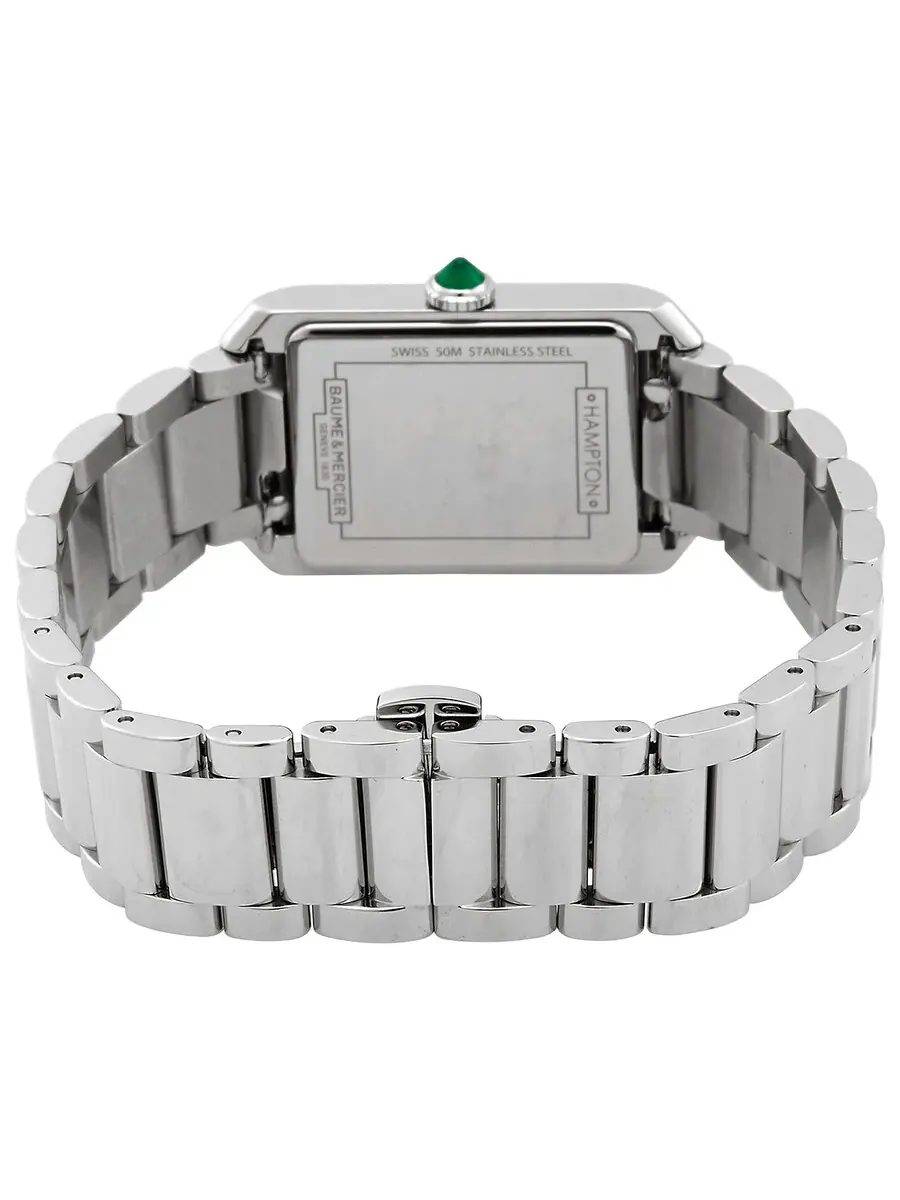 Женские часы Baume et Mercier Hampton Quartz с серебристым циферблатом и бриллиантами, модель 10631 — изображение 3 из 3