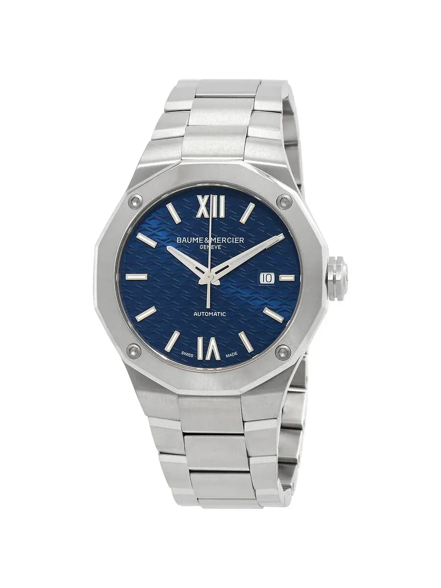 Мужские часы Baume et Mercier Riviera Automatic с синим циферблатом MOA10620 — серебристый