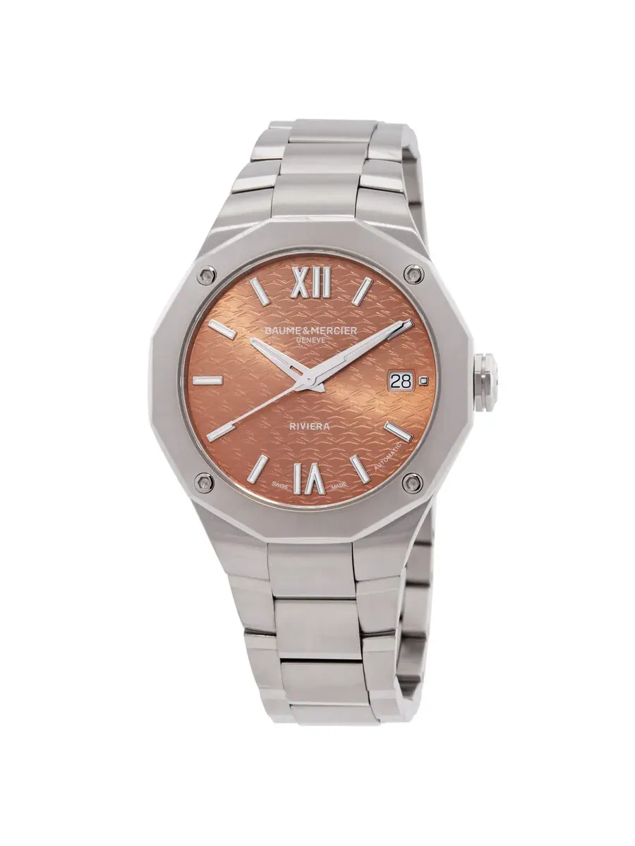 Женские часы Baume et Mercier Riviera Automatic с терракотовым циферблатом M0A10764 — изображение 1 из 3, оттенок серебряный