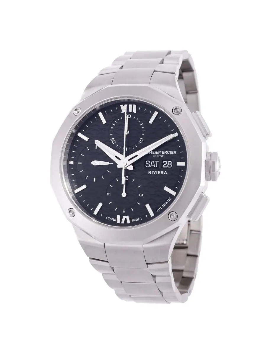 Мужские часы Baume et Mercier Riviera Chronograph Automatic с черным циферблатом MOA10825 — изображение 1 из 3