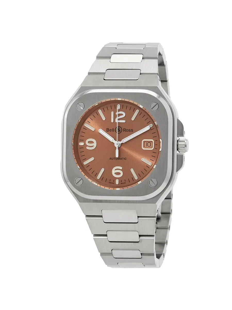 Мужские часы Bell and Ross BR 05 Automatic с коричневым циферблатом BR05ABRSTSST — изображение 1 из 3, оттенок серебряный