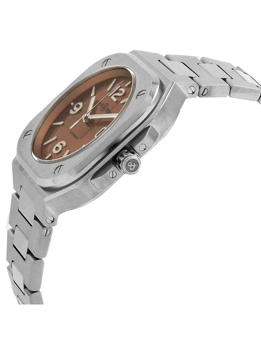 Мужские часы Bell and Ross BR 05 Automatic с коричневым циферблатом BR05ABRSTSST — изображение 2 из 3, оттенок серебряный