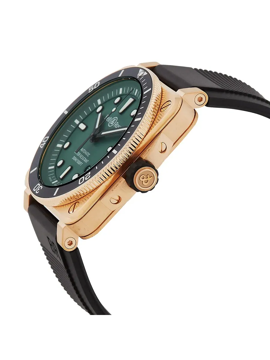 Мужские часы Bell and Ross Diver Automatic с зеленым циферблатом BR0392-D-LT-BR/SRB — изображение 2 из 3, оттенок черный