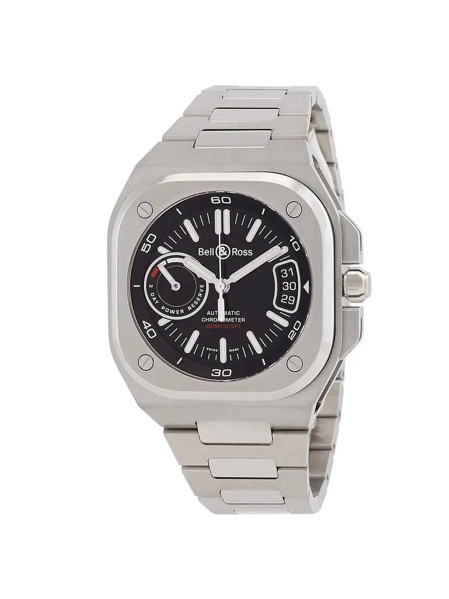 Мужские часы Bell and Ross Instruments с автоматическим механизмом и черным циферблатом BRX5RBLSTSST — изображение 1 из 3