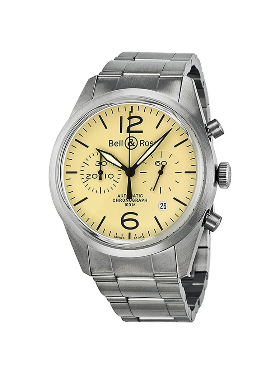 Мужские часы Bell and Ross Original Automatic Chronograph с бежевым циферблатом BR126-BEI-ST-SS — изображение 1 из 3