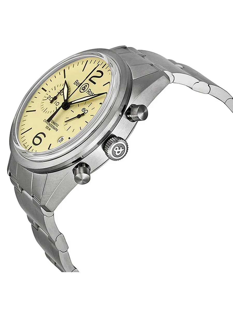Мужские часы Bell and Ross Original Automatic Chronograph с бежевым циферблатом BR126-BEI-ST-SS — изображение 2 из 3