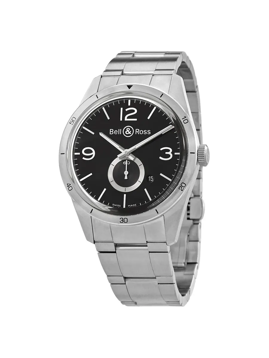 Мужские винтажные автоматические часы Bell and Ross с черным циферблатом BRV123-BS-ST/SST — изображение 1 из 3
