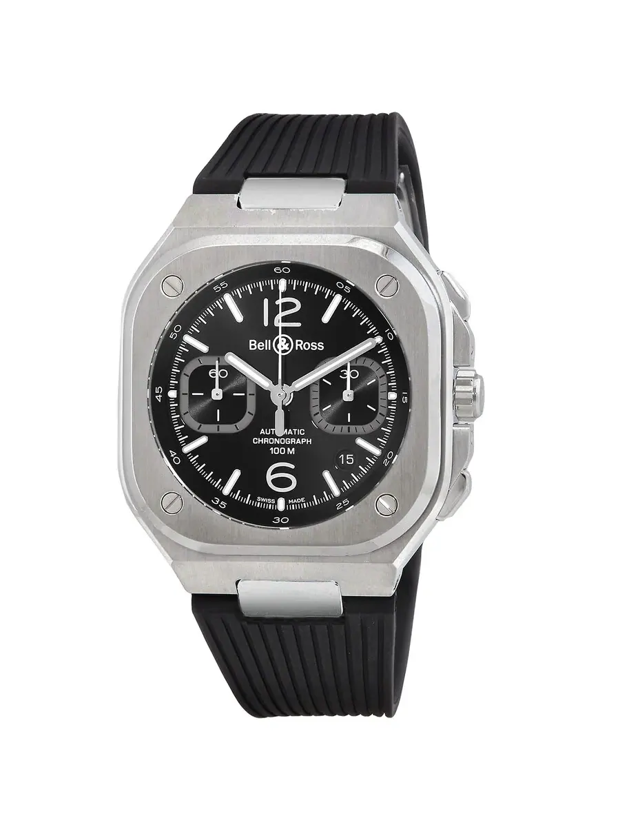 Мужские часы Bell and Ross Urban BR 05 Chrono Automatic с черным циферблатом BR05C-BLC-ST/SRB — изображение 1 из 3