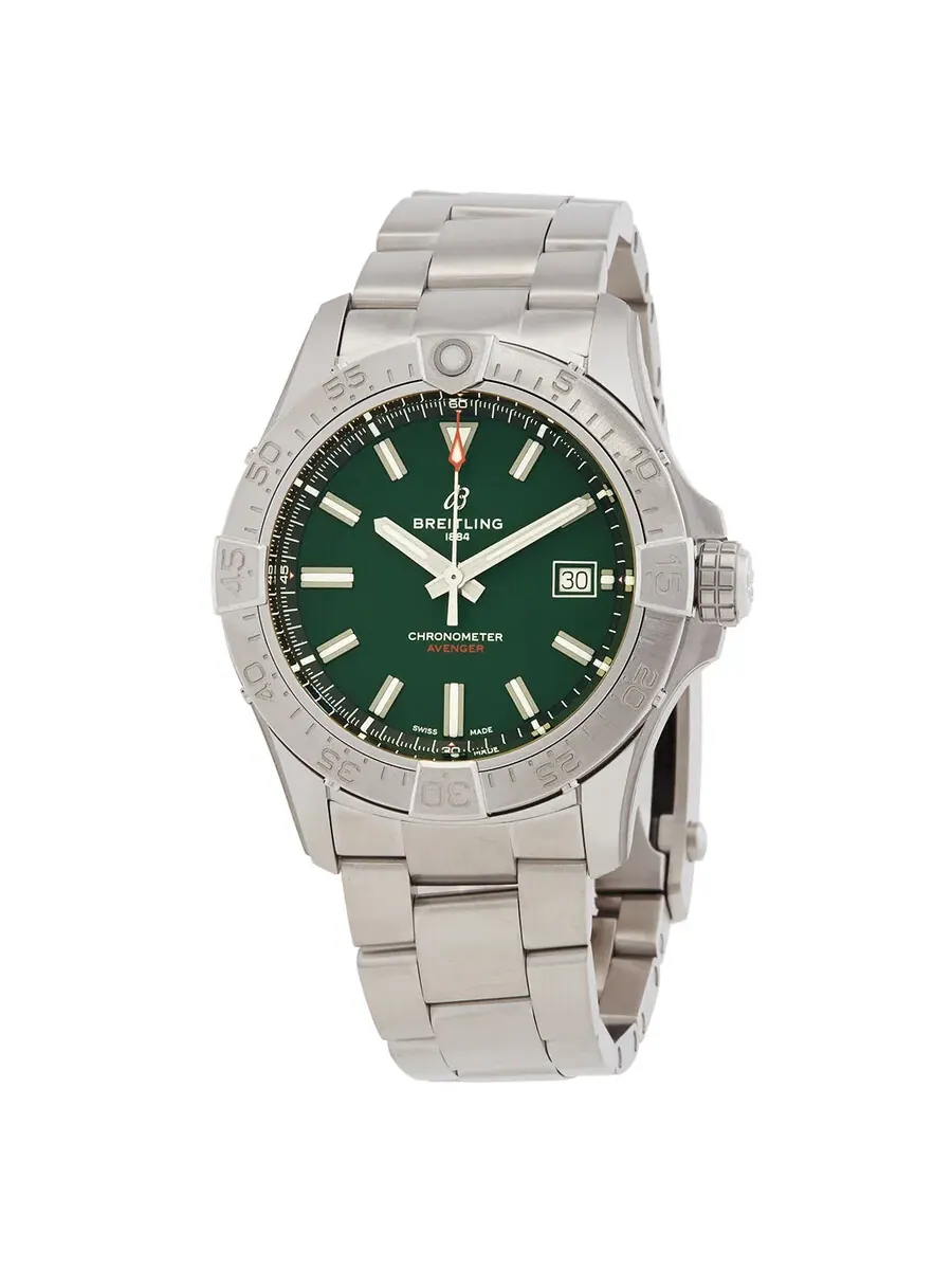 Мужские часы Breitling Avenger Automatic с зеленым циферблатом A17328101L1A1 — серебристый