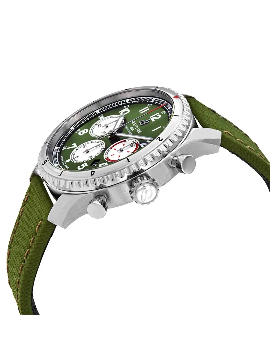 Часы Breitling Aviator 8 Chronograph Automatic с зеленым циферблатом AB01192A1L1X1 — изображение 2 из 3, оттенок серебряный