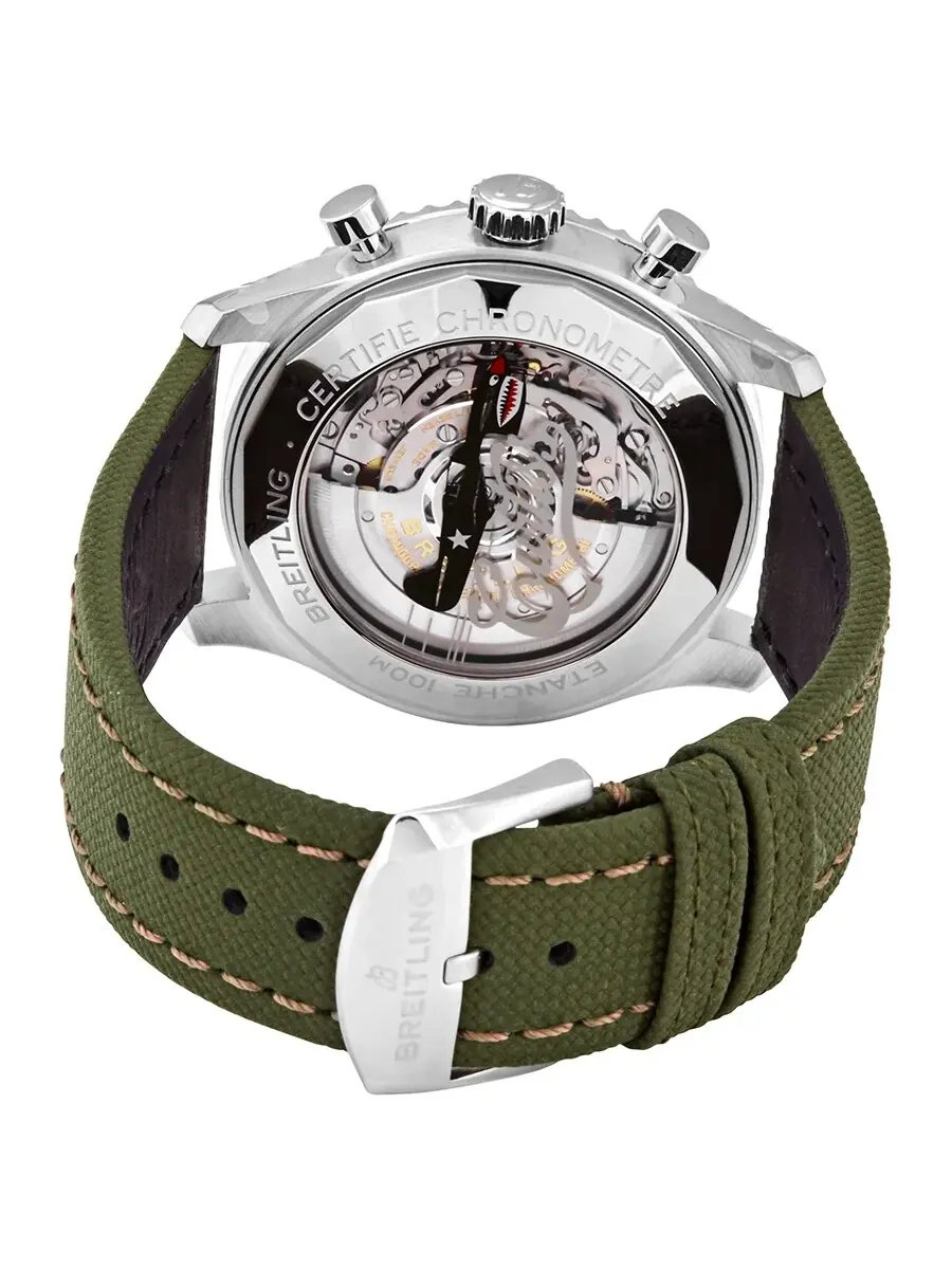 Часы Breitling Aviator 8 Chronograph Automatic с зеленым циферблатом AB01192A1L1X1 — изображение 3 из 3, оттенок серебряный