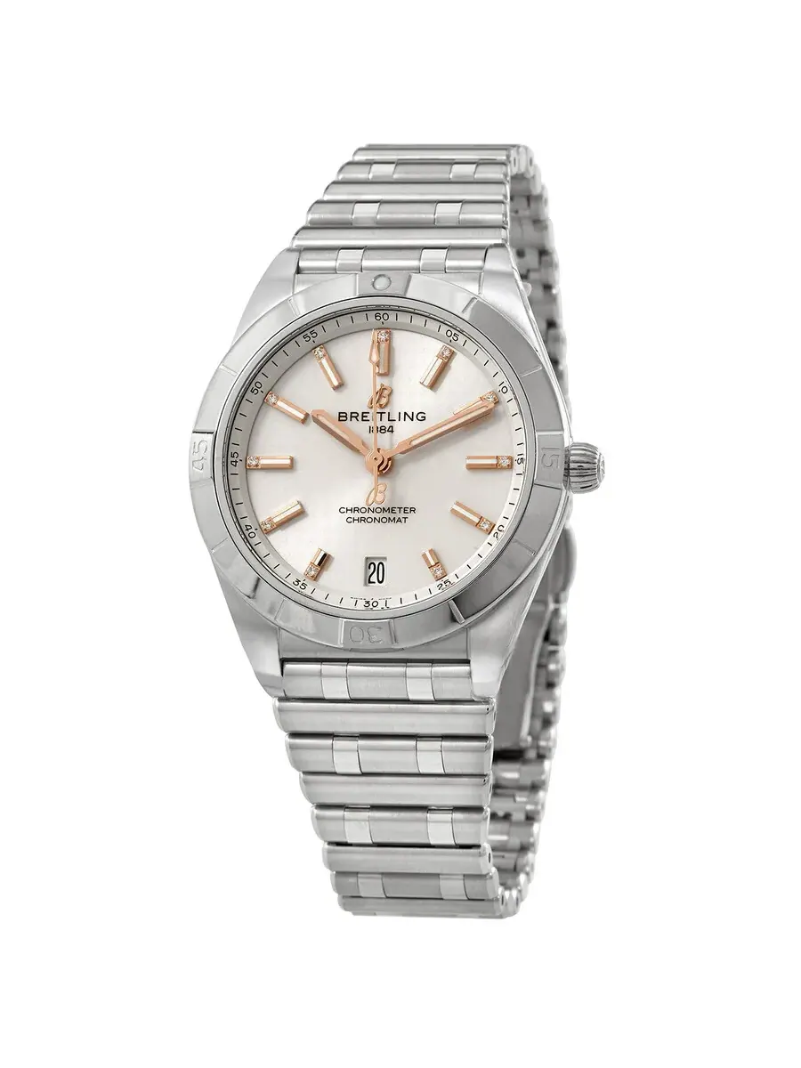 Женские часы Breitling Chronomat Automatic с белым циферблатом a10380101a2a1 — изображение 1 из 3, оттенок серебряный