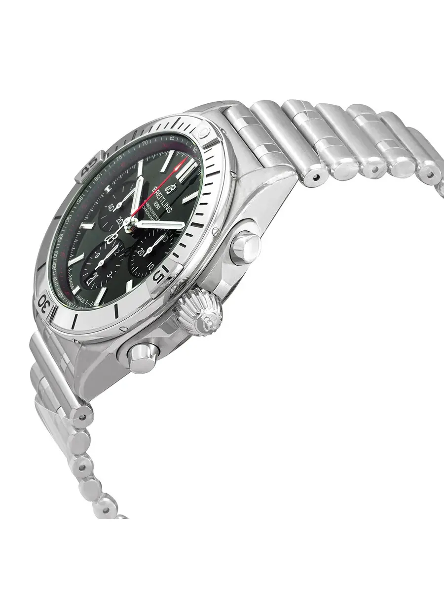 Мужские часы Breitling Chronomat B01 Chronograph Automatic Chronometer с зеленым циферблатом AB0134101L1A1