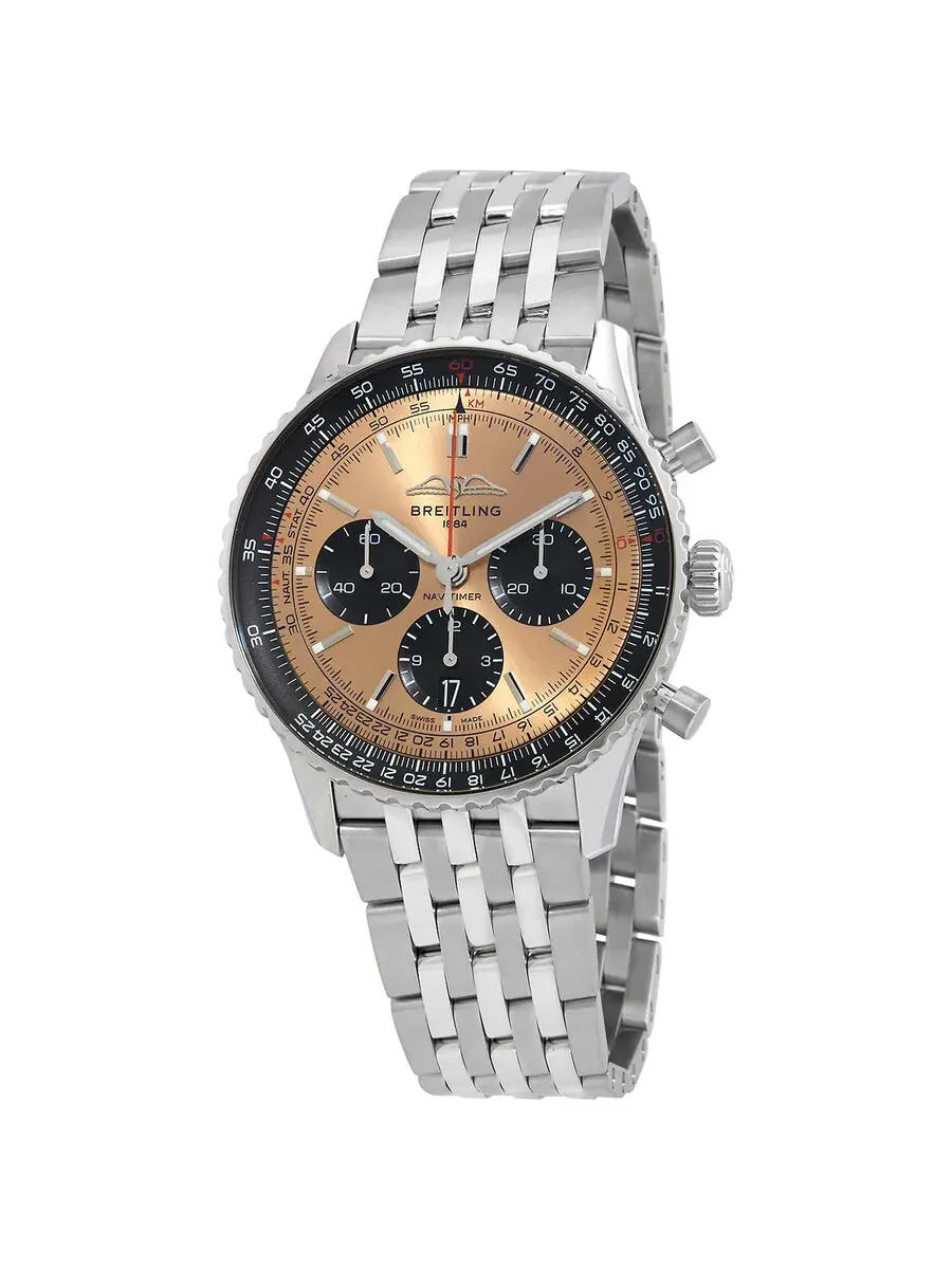 Часы Breitling Navitimer Chronograph Automatic Chronometer для мужчин с коричневым циферблатом AB0138241K1A1