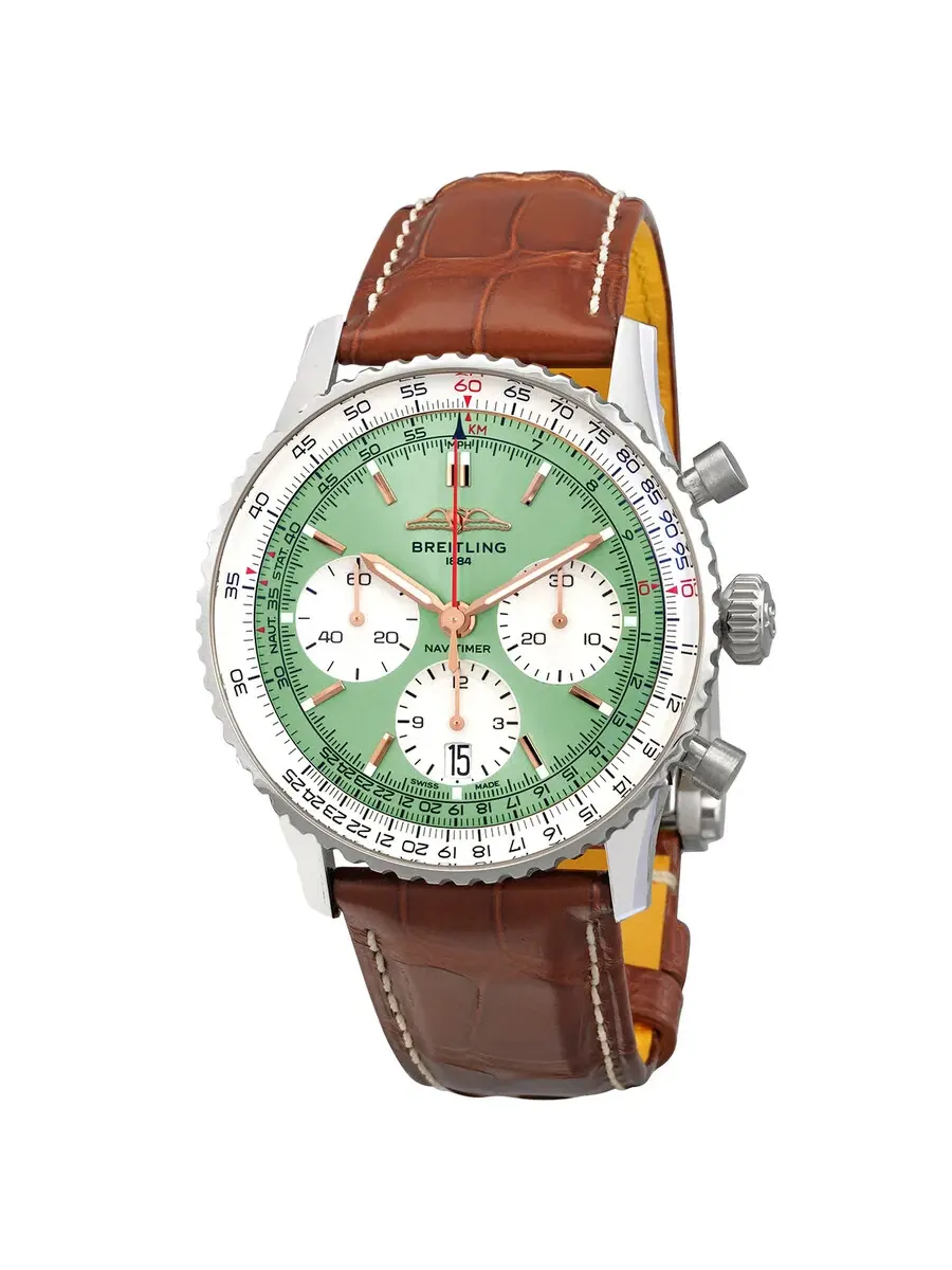Мужские часы Breitling Navitimer Chronograph Automatic Chronometer с зеленым циферблатом AB0139211L1P1 — изображение 1 из 4