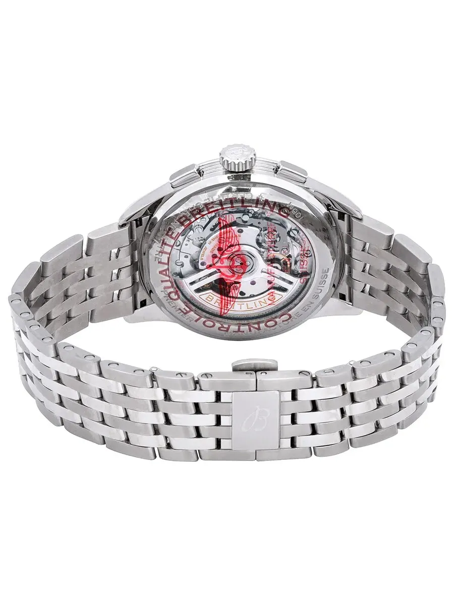 Мужские часы Breitling Premier B01 Chronograph 42 Automatic Chronometer с лососевым циферблатом AB0145331K1A1