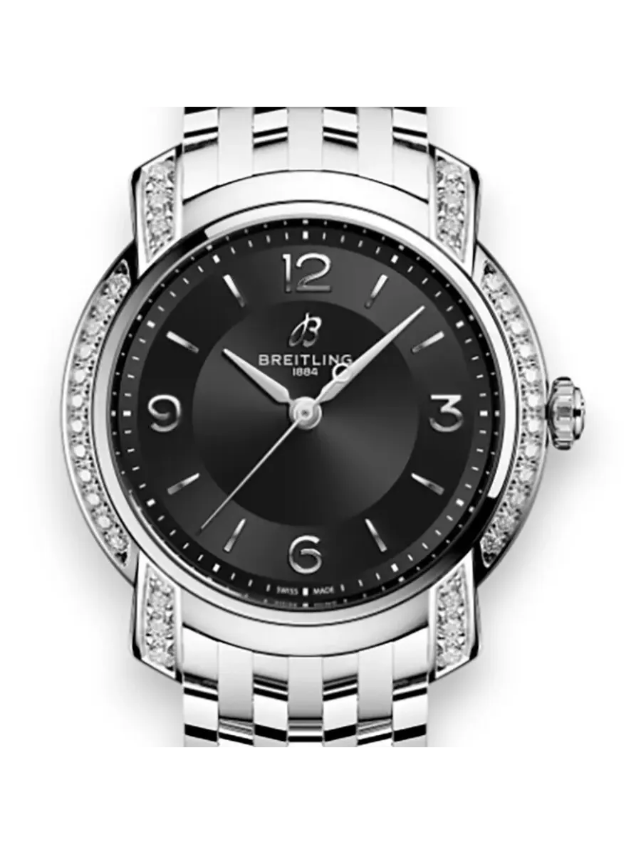 Женские кварцевые часы Breitling Premier с бриллиантами и черным циферблатом A77330671B1A1 — изображение 1 из 1