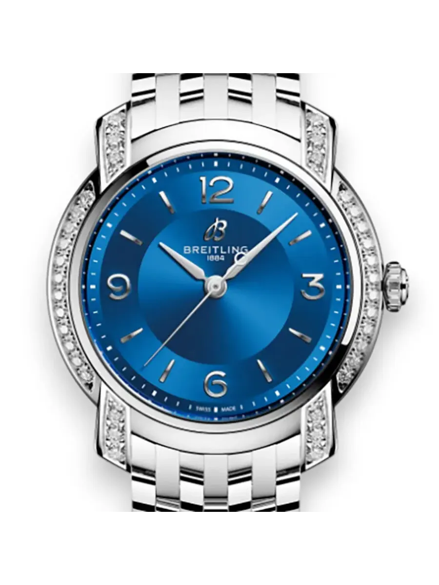 Женские часы Breitling Premier Quartz Diamond с синим циферблатом A77330671C1A1 — изображение 1 из 1, оттенок серебряный
