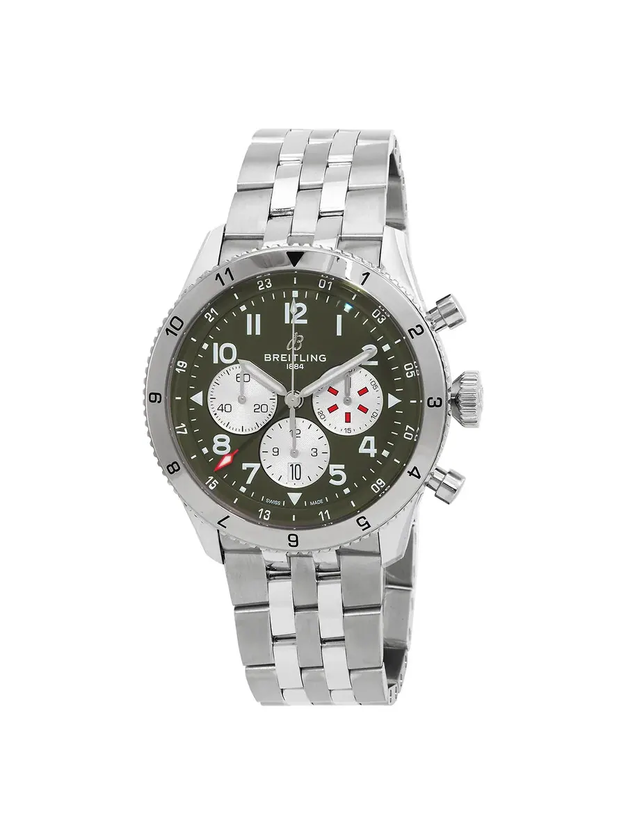 Мужские часы Breitling Super Avi Chronograph Automatic Chronometer с зеленым циферблатом AB04452A1L1A1 — изображение 1 из 3
