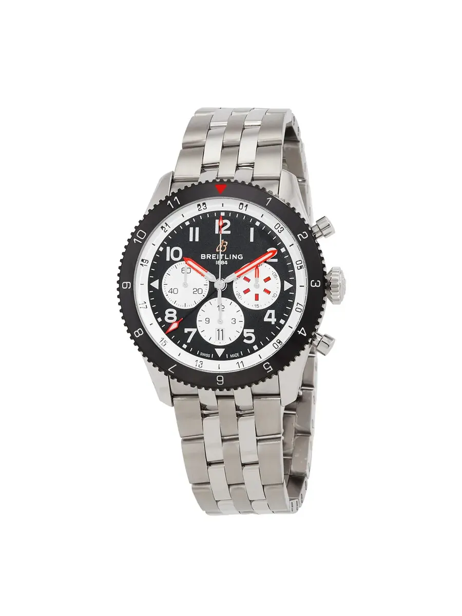 Мужские часы Breitling Super Avi 46mm GMT Mosquito Chronograph Automatic с черным циферблатом YB04451A1B1A1, оттенок черный