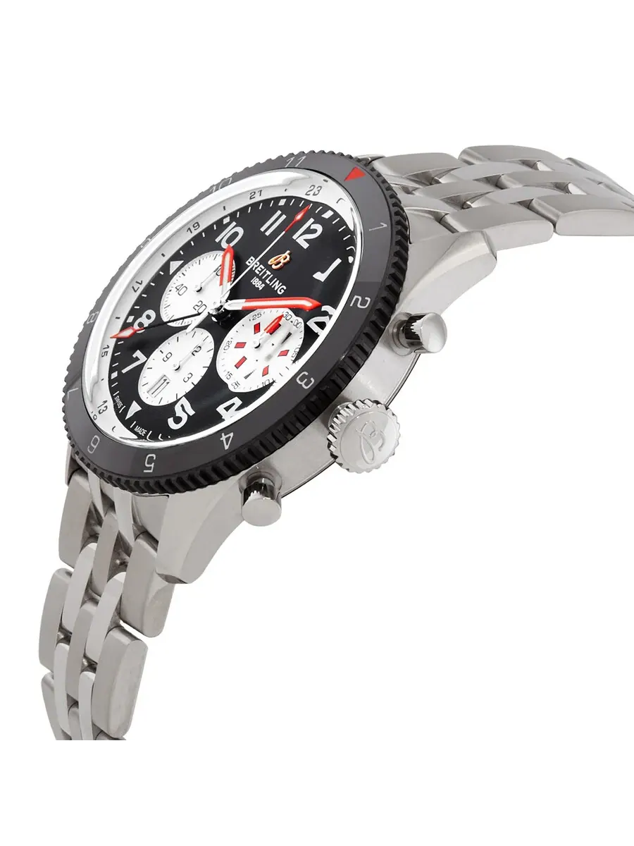 Мужские часы Breitling Super Avi 46mm GMT Mosquito Chronograph Automatic с черным циферблатом YB04451A1B1A1, оттенок черный