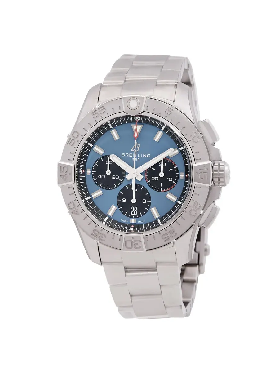 Мужские часы Breitling Super Avenger B01 46 мм, хронограф, автоматические, с синим циферблатом EB0148101C1E1