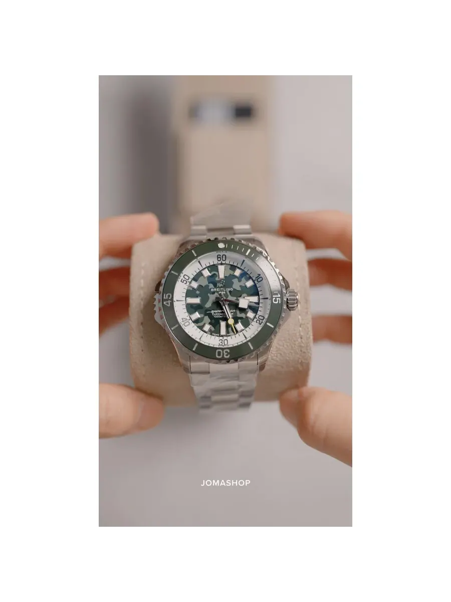 Мужские часы Breitling Superocean 46 мм Automatic Super Diver с зеленым камуфляжным циферблатом E10379D31L1E1