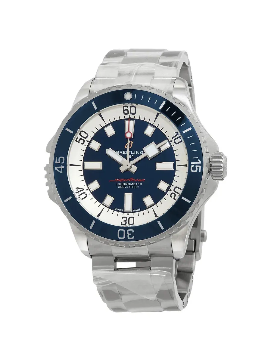 Мужские часы Breitling Superocean 46 мм с автоматическим хронометром и синим циферблатом A17378E71C1A1 — изображение 1 из 3