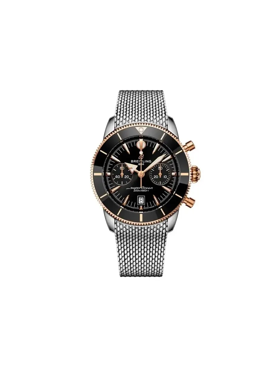 Мужские часы Breitling Superocean Heritage Chronograph Automatic Chronometer с черным циферблатом UB0156H11B1A1