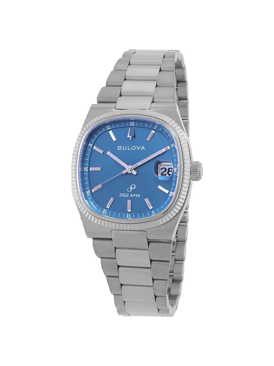 Мужские часы Bulova Super Seville Quartz с синим циферблатом 96B440 — серебристый