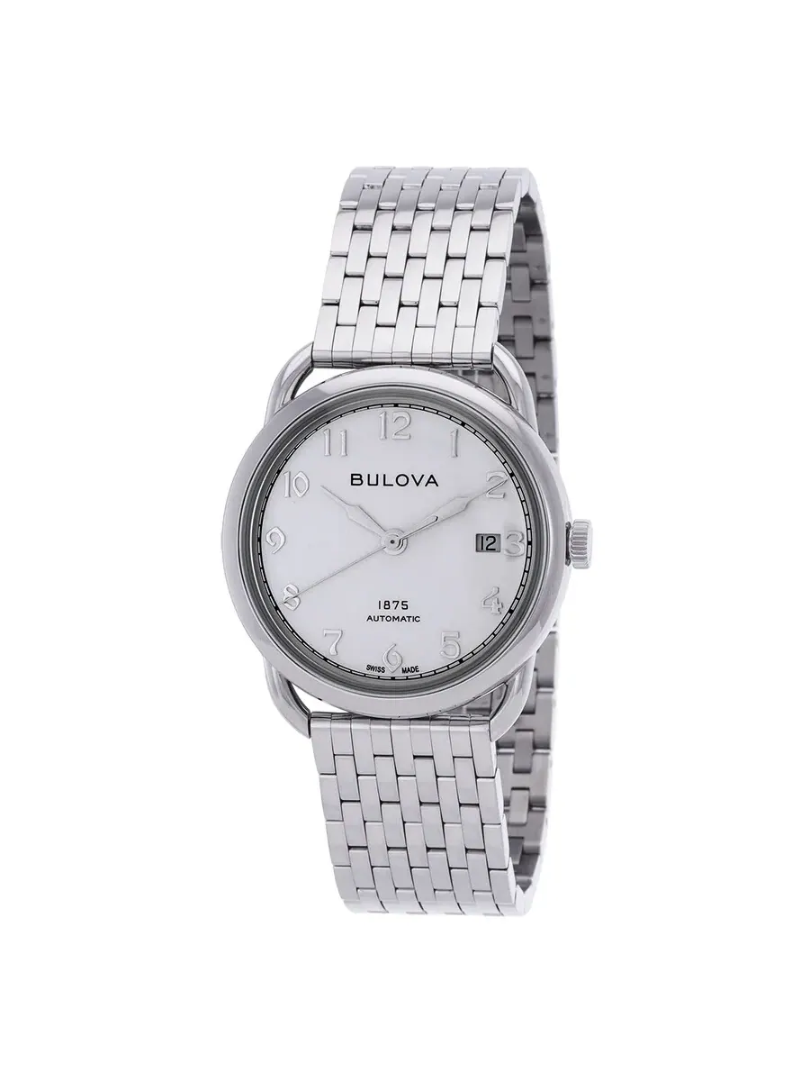 Мужские часы Bulova Commodore Automatic с серебристым циферблатом 96B326 — серебристый