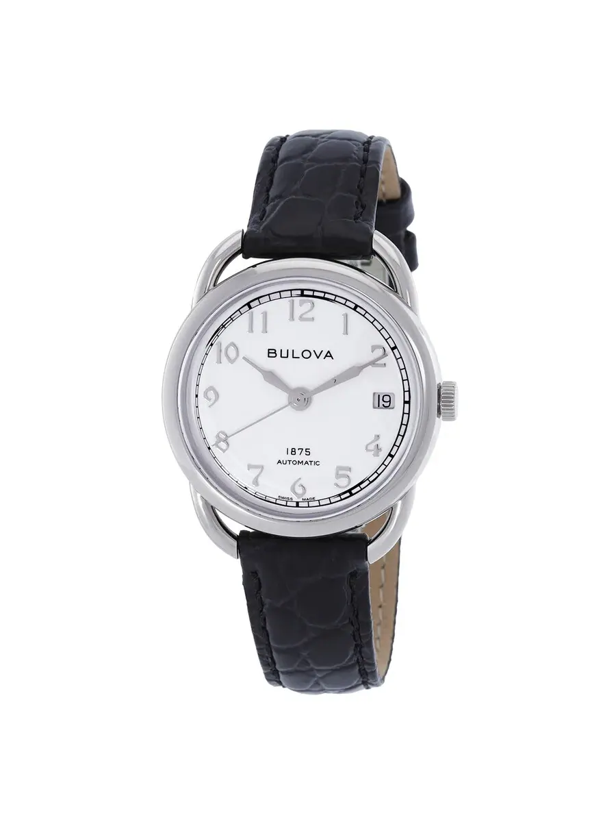 Женские часы Bulova Commodore с автоматическим механизмом и белым циферблатом 96M152 — серебристый