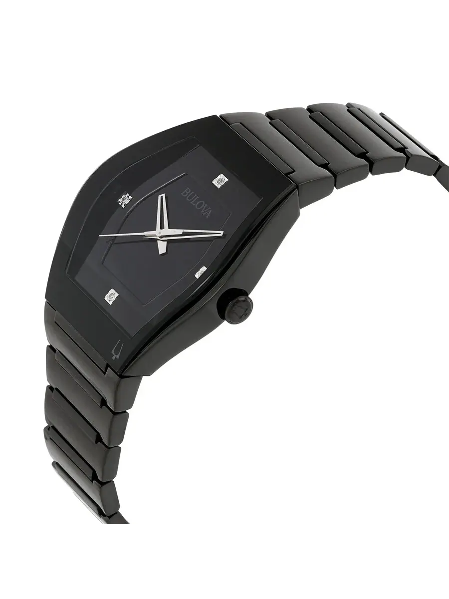 Мужские часы Bulova Gemini Quartz с черным циферблатом и бриллиантом 98D177 — изображение 2 из 3, оттенок черный