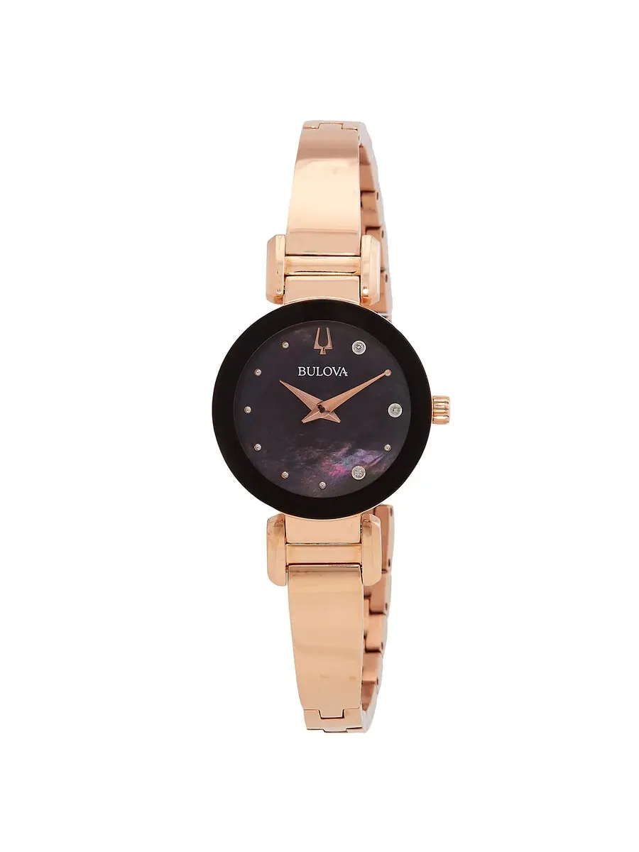 Женские часы Bulova Marc Anthony кварцевые с черным циферблатом и бриллиантами 97P163 — изображение 1 из 3, оттенок черный