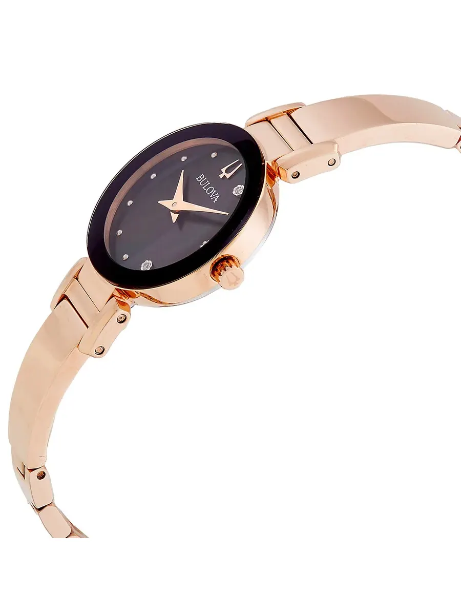Женские часы Bulova Marc Anthony кварцевые с черным циферблатом и бриллиантами 97P163 — изображение 2 из 3, оттенок черный