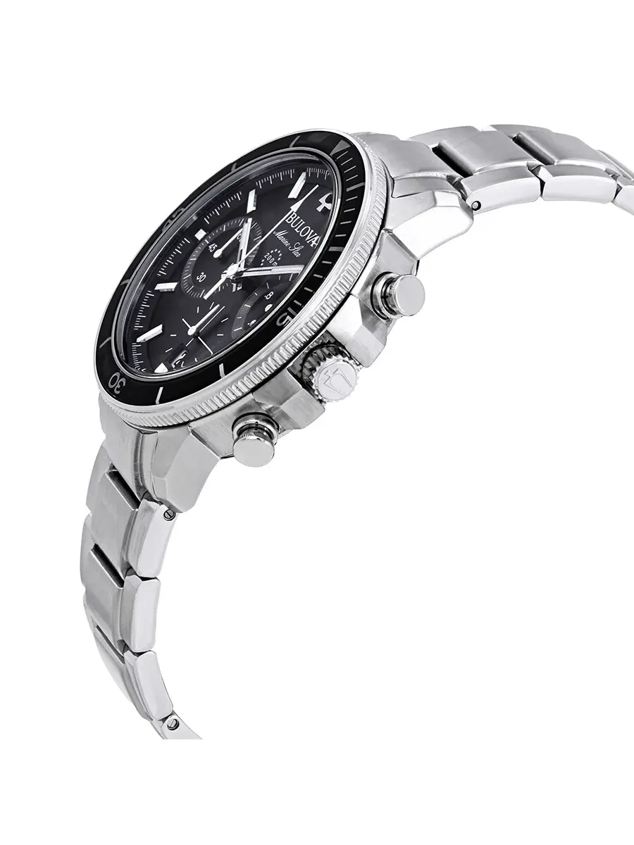 Мужские часы Bulova Marine Star Chronograph с черным циферблатом 96B272 — изображение 2 из 3, оттенок серебряный