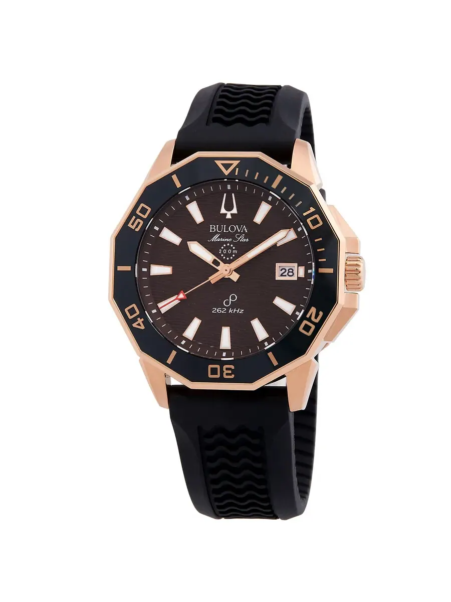 Мужские часы Bulova Marine Star HPQ Precisionist Quartz с коричневым циферблатом, модель 98B421 — изображение 1 из 3