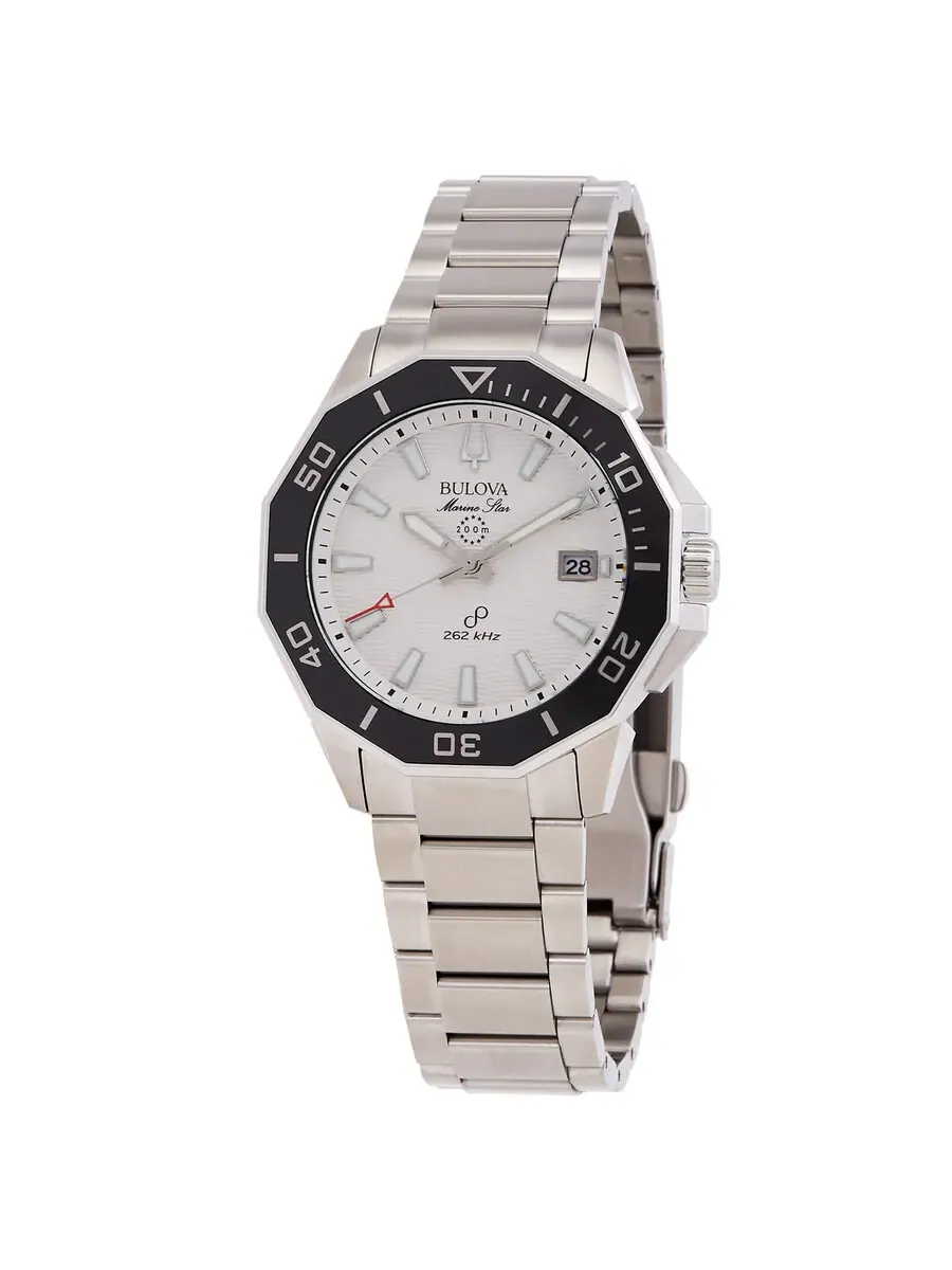 Мужские часы Bulova Marine Star HPQ Precisionist Quartz с белым циферблатом 96B426 — изображение 1 из 3, оттенок черный