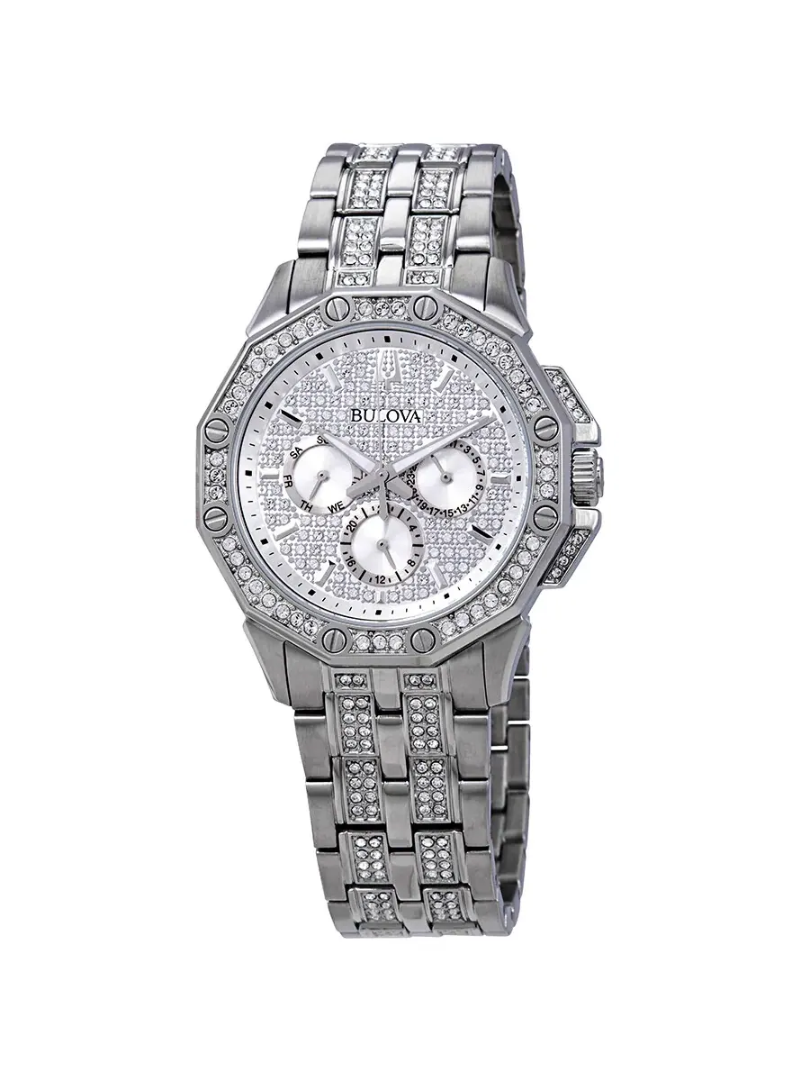 Мужские часы Bulova с многофункциональным циферблатом, украшенным кристаллами, модель 96C134 — изображение 1 из 3