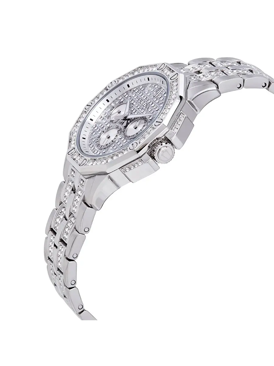 Мужские часы Bulova с многофункциональным циферблатом, украшенным кристаллами, модель 96C134 — изображение 2 из 3